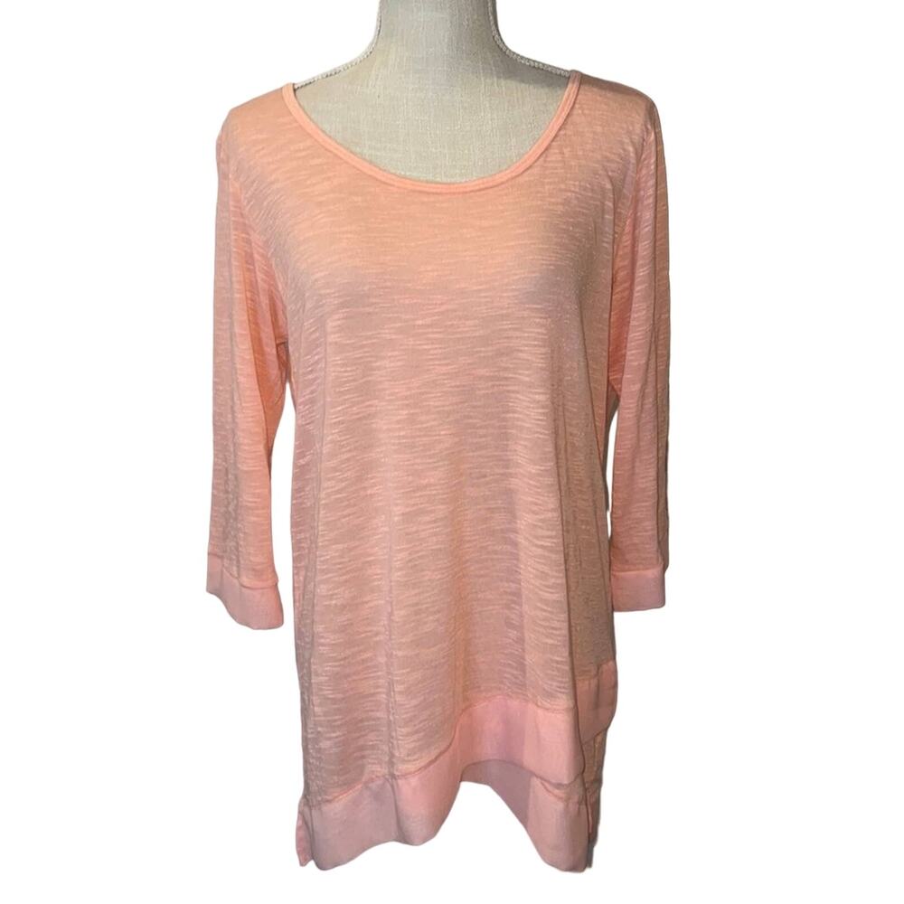 Simply Noelle S/M Coral 3/4 Sleeve Soft Asymmetric Hem Tunic Top